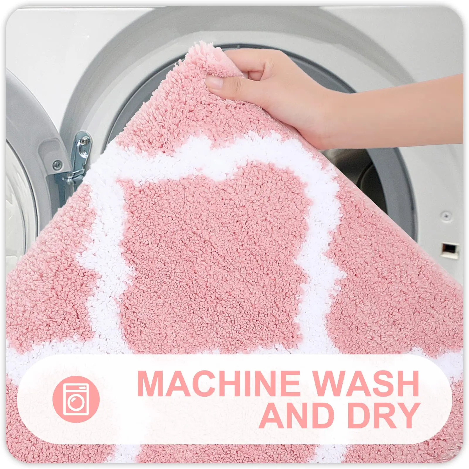Soft Absorbent Microfiber Bathroom Rugs Non-Slip Shaggy Shower Carpet Machine Wash Dry Bath Mats for Bathroom Floor Tub Shower