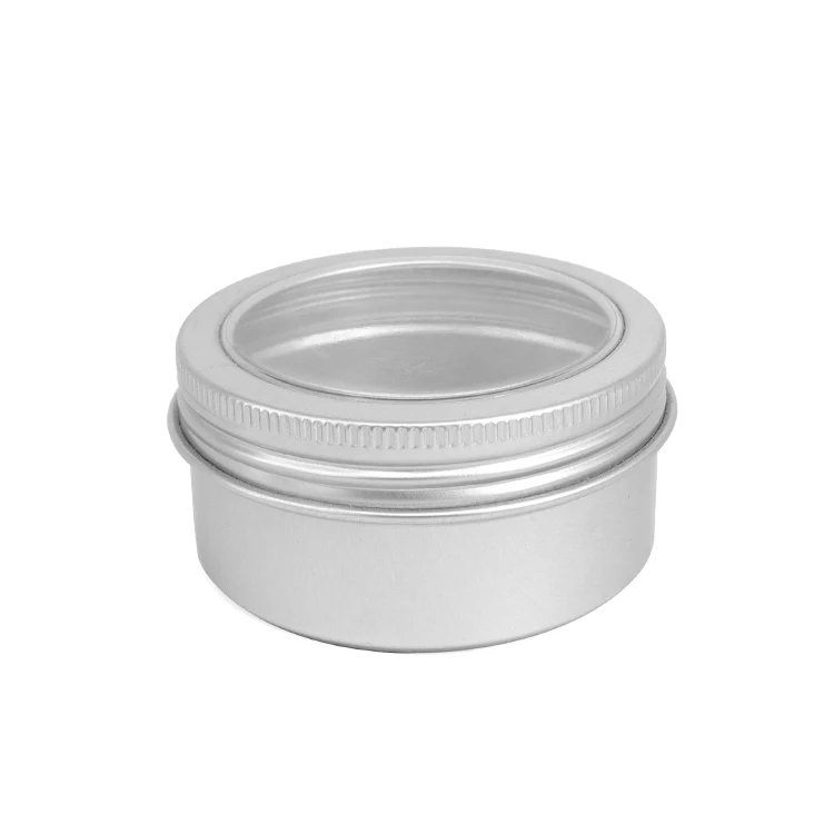 80g containers metal aluminum jar tin aluminum tin aluminium can round tin can with clear window