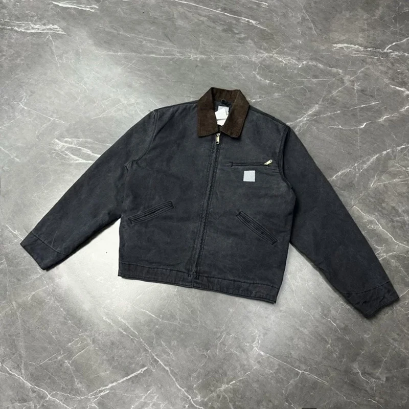 Custom Distress Vintage Duck 100% Cotton Satin Weave Work Wear Fabric Canvas Work Jacket Detroit Worker Workwear Jacket Men