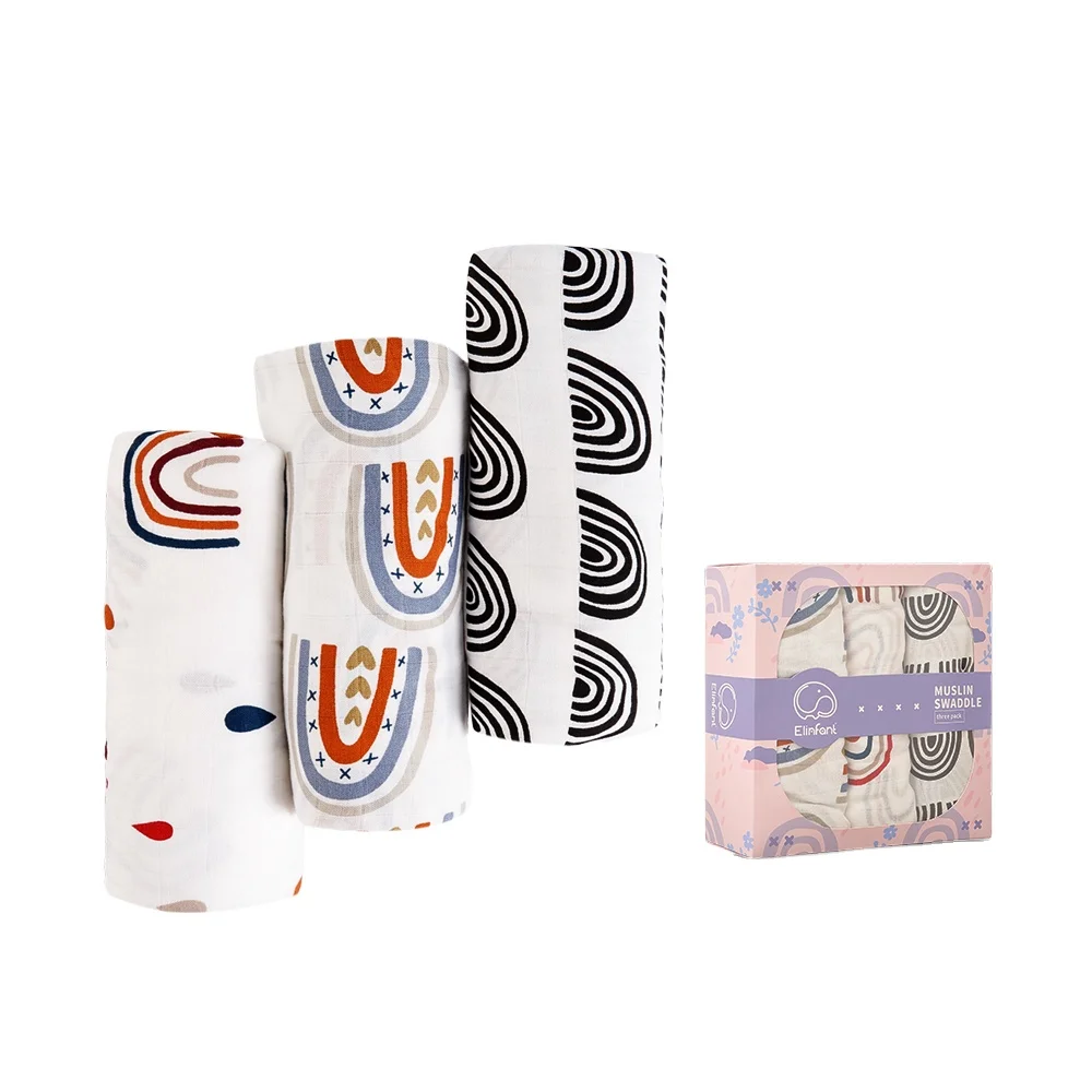 Customized Pattern Baby cotton Muslin Blanket 2 layers swaddle Blanket Wholesale Cotton Fabric Muslin Blanket