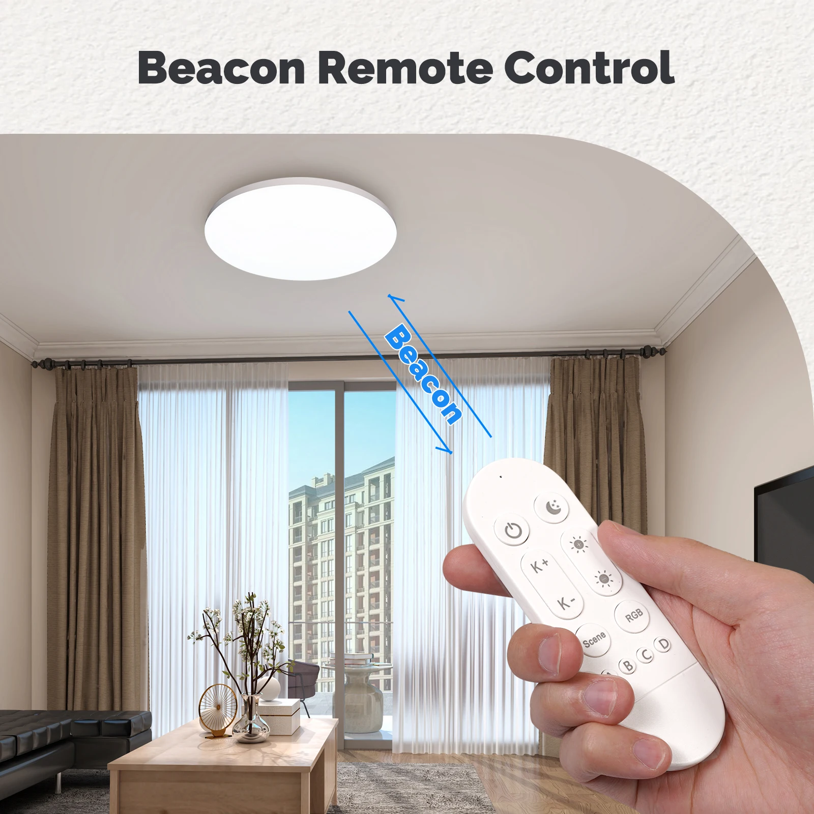 MOES Tuya WiFi Ceiling Light Smart Lamp with Music rhythm With Beacon Remote Control Work With Alexa Google Home