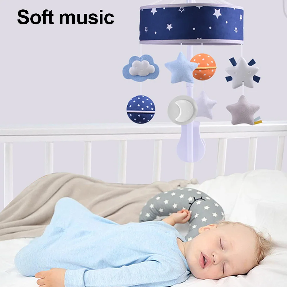 Mobile Musical Baby Crib with Stars and Planet Plush Baby Bedside Bell