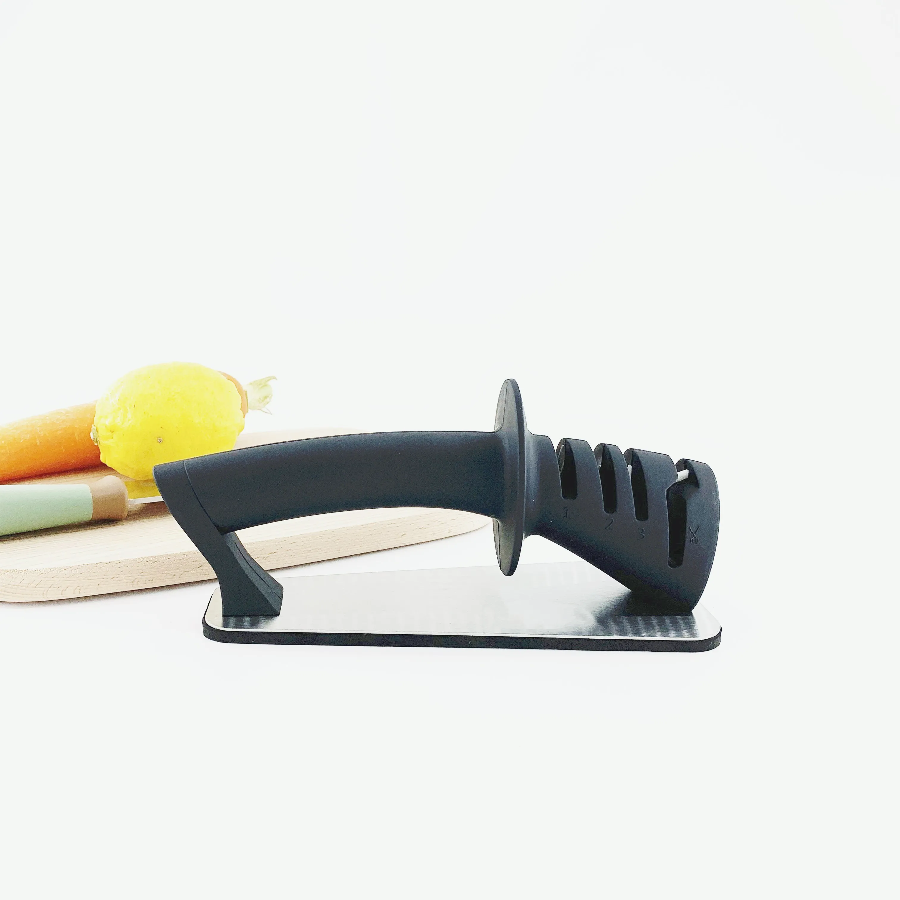 Smart kitchen use to manual pull through 3 stage knife sharpener