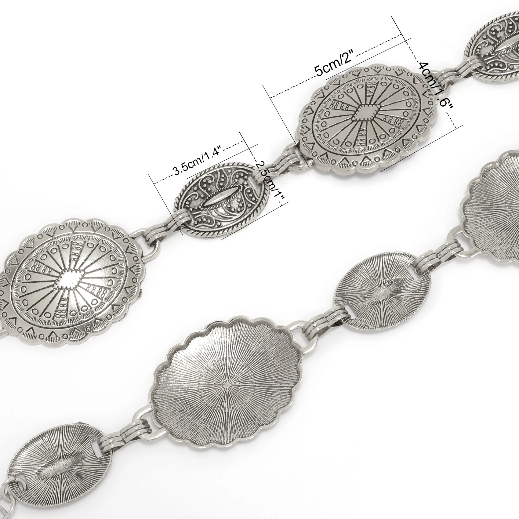 Wholesale Price Lady Decor Chain Belt OEM Textured Pattern Cowboy Cowgirl Western Metal Chain Belt