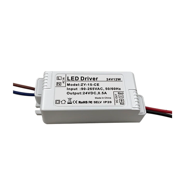 Китайский завод новый дизайн IP20 светодиодный источник питания Dc24v 12 Вт пластиковый прямоугольный корпус драйвер освещения