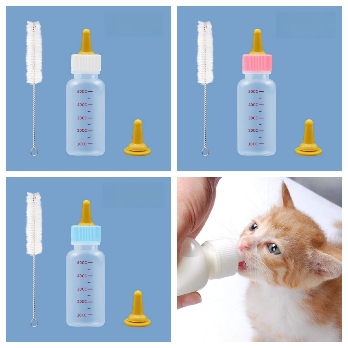 OEM Kitten Nursing Bottle  Kits Replacement Nipple Pet Feeding Bottle Set Pet Feeding milk Bottle kit for Rabbits, Small Animals