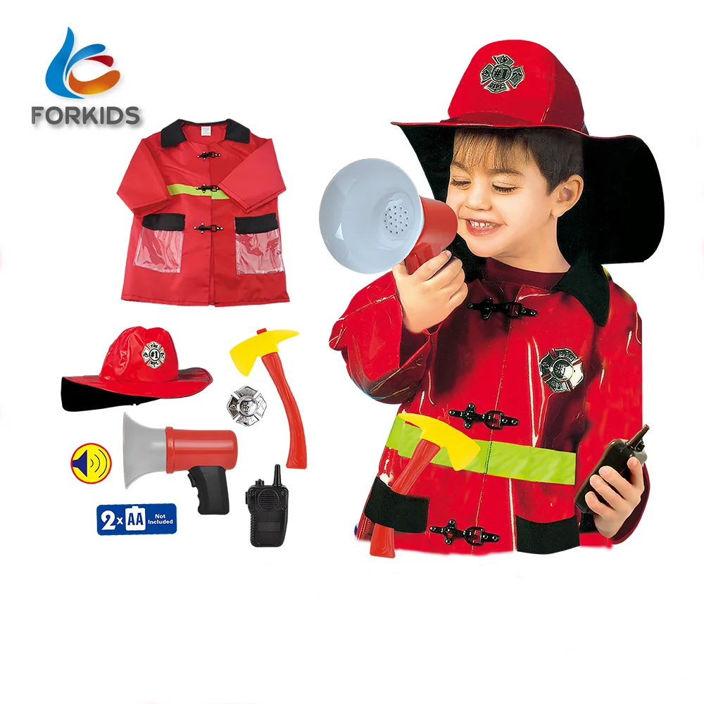 HOT SELLING DELUXE 6PCS KIDS FIREMAN COSTUME HERO RESCUE COSPLAY PLAY TOY FOR PRETEND PARTY ROLE PLAY TOY SET