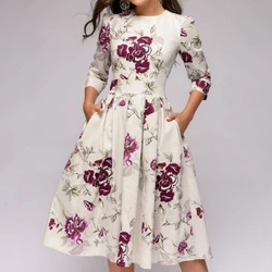 Wholesale Long Sleeve Lady Dress Summer Casual Elegant Floral Sexy Skirt Plus Size Womens Dresses Clothes