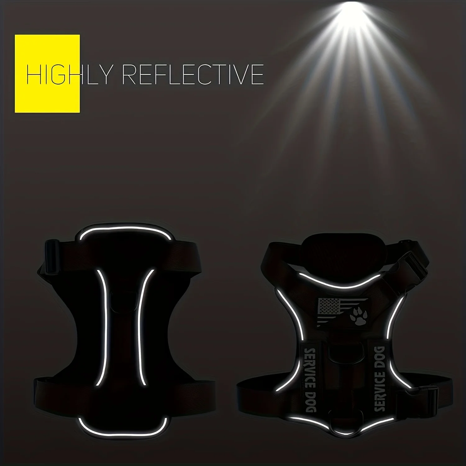 Adjustable Soft Breathable Easy to Control Oxford 5 PCS Patches Reflective Dog Vest Harness for Small Medium Large Dogs