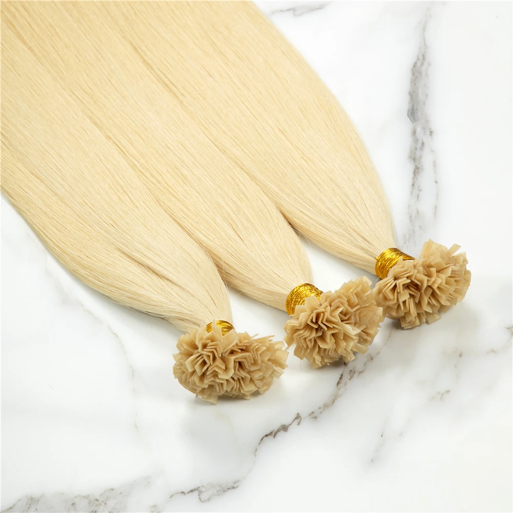 613# blonde hair v tip hair extension 10-28inches available color customized high quality for salon use