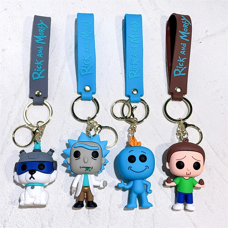Cartoon Rick and Morty Keychain Couple Car Personalized Keychain Pendant Creative Schoolbag Key Ring Pendant