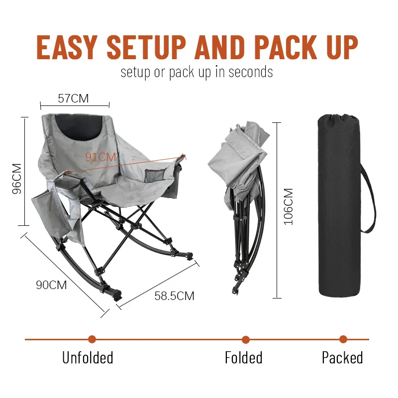 Heavy Duty Oversize Luxury Portable Rocking Chair Camping Outdoor Wholesale