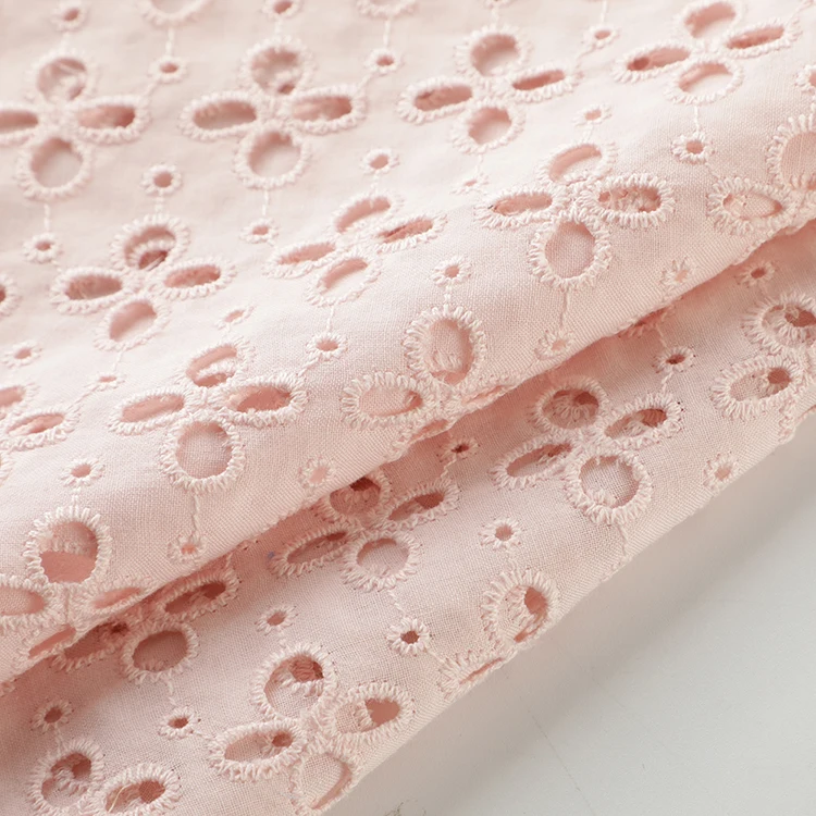 manufacturer harvest 100% cotton voile border eyelet floral embroidery fabric for women and girls dress
