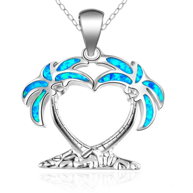 SC Wholesale Ocean Jewelry Necklace Cute Turtle Dolphin Starfish Necklace Opal Stone Pendant Necklace for Women Men