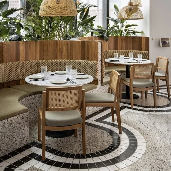 wholesale price commercial furniture fast food shop wood and leather restaurant chair dining chair with back