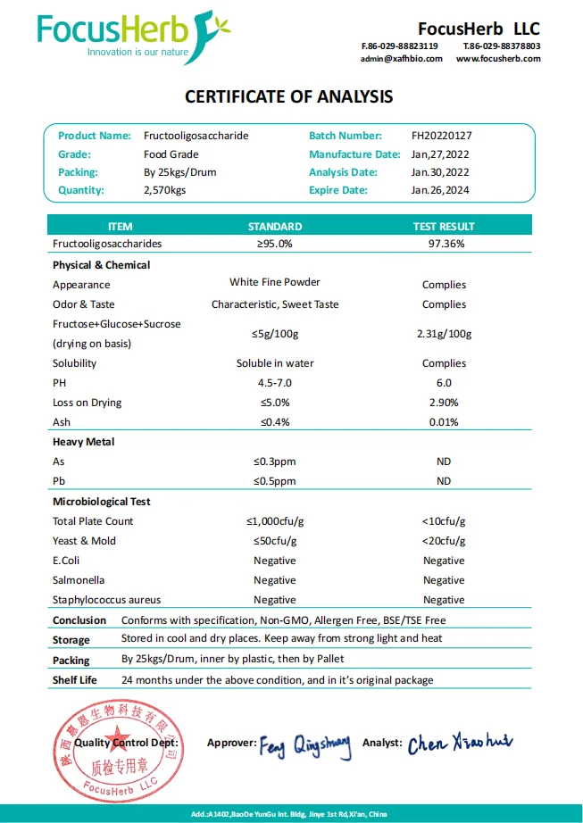 Пищевой порошок CAS 308066-66-2 FOS 95%