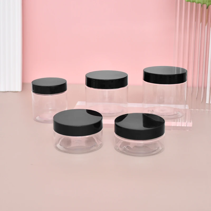 4oz 8oz 250 ml Empty Amber Lotion Cream Body Butter Lip Scrub PET Plastic Jar with Lid for 4 8 oz Cosmetic Packaging Container