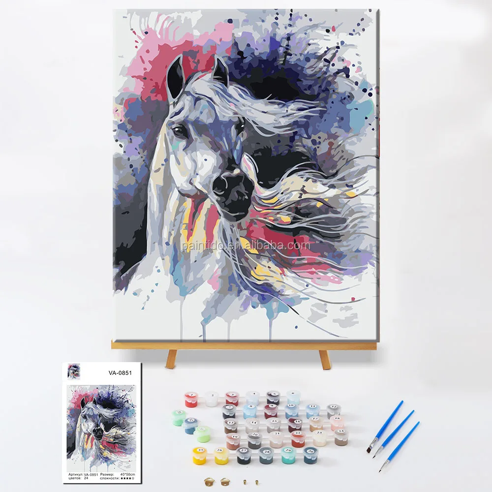 Paintido Hand Made Wall Canvas Drawing Colorful Animal Forest Rainbow Deer Painting By Numbers