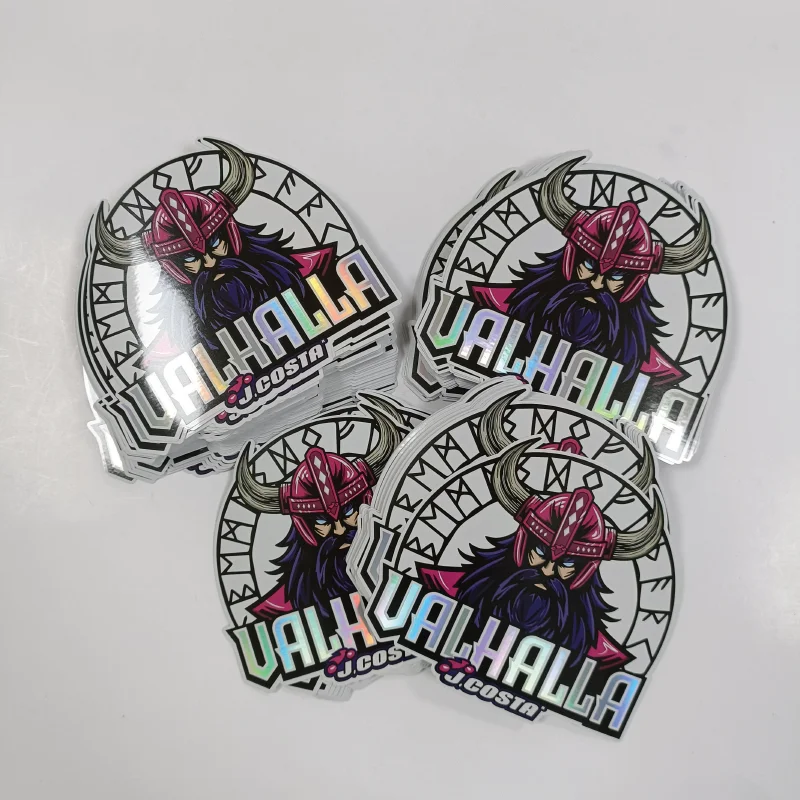 Colorful rainbow laser shiny die cut sticker custom hologram company logo label holographic sheet label for promotion