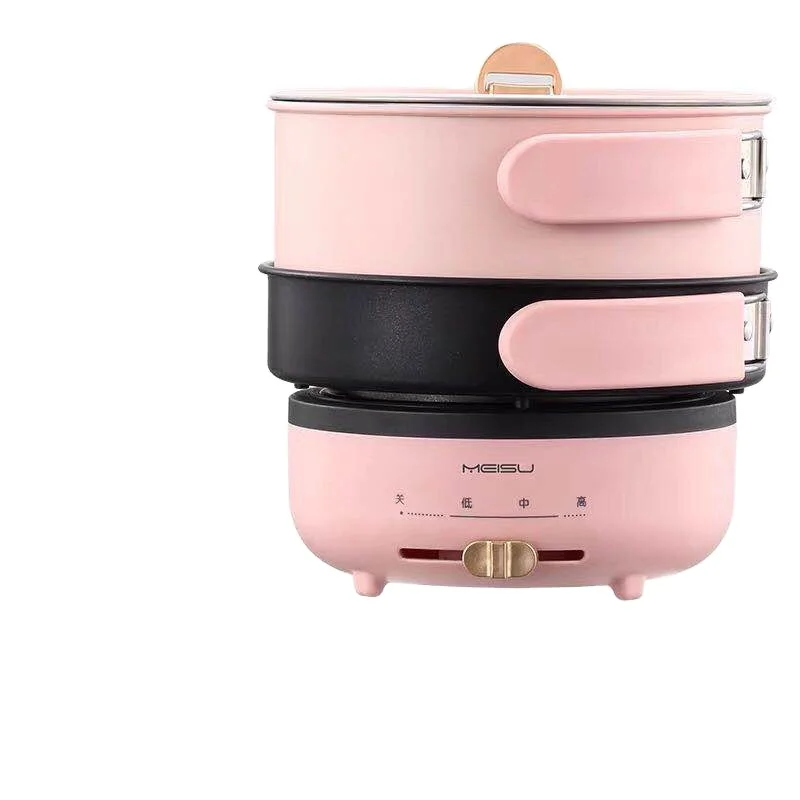 110V/220V 1.5L SUS304 fashion polish finished pot food grade PP plastic electric travel cooker