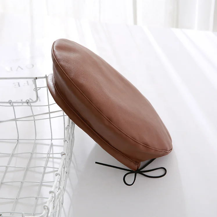 Кожаный берет, шапки для женщин, зимняя плоская кепка, женский модный осенне-зимний берет, Кепка