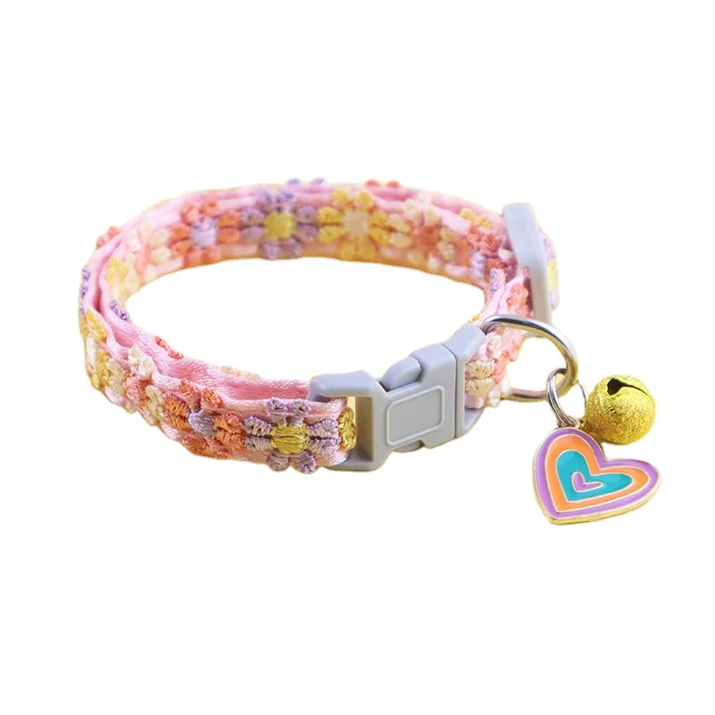 Colorful Cat Flower Necklace Dog Bell Collar Pet Collar Accessories Cats Lace Collars