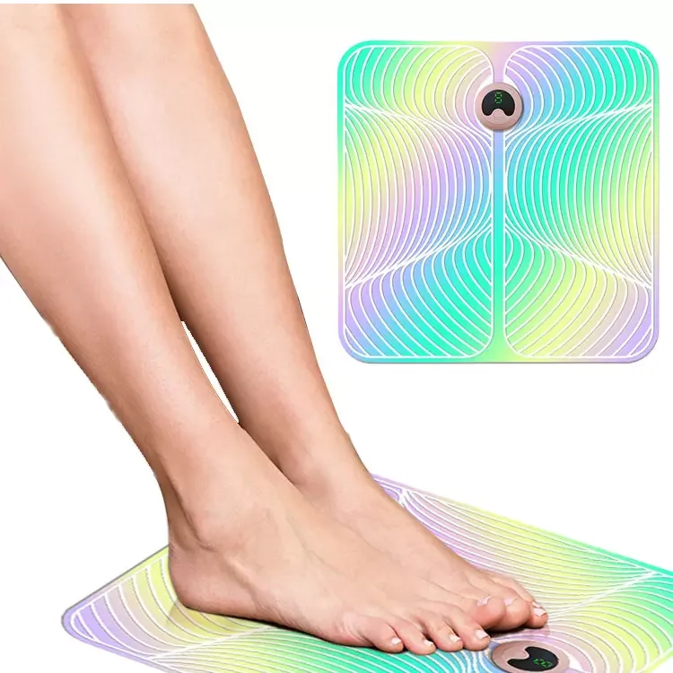 2024  Foldable Tens Vibrating Electric Foot Massage Machine Circulation Muscle Stimulator Shiatsu Mat Ems Foot Massager Pad