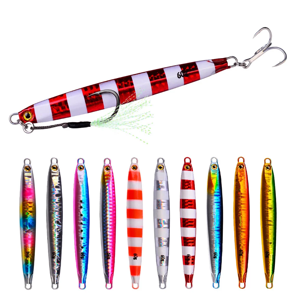 SKNA Sinking Jigging Fishing Lure Leurre De Peche 10g 20g 30g 40g 60g Lead Metal Bait Luminous Vertical Slow Pitch Jigs Lures