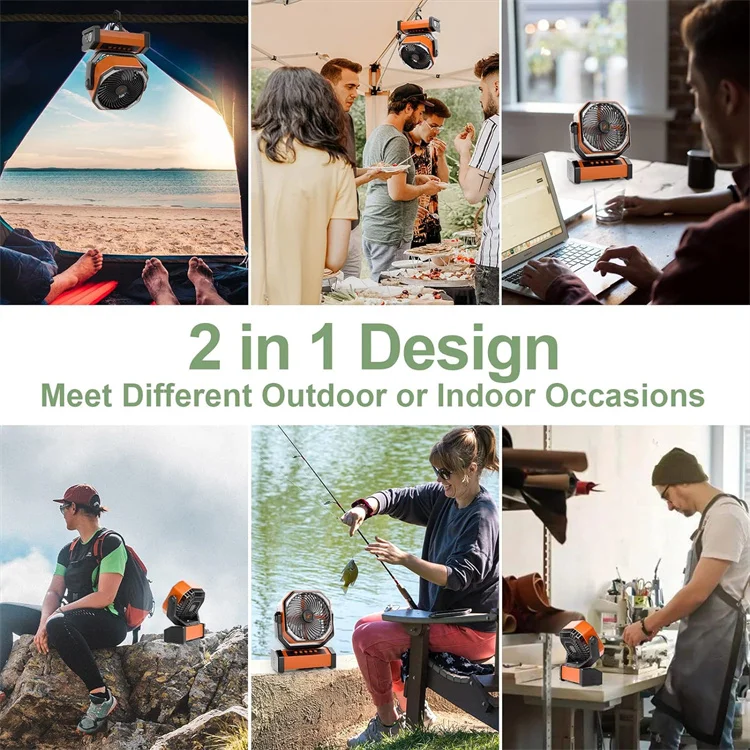 Power Outage Emergency Auto Oscillating Personal Usb Desk Fan Tent Fan Sleep Mode 20000Mah Rechargeable Outdoor Fans