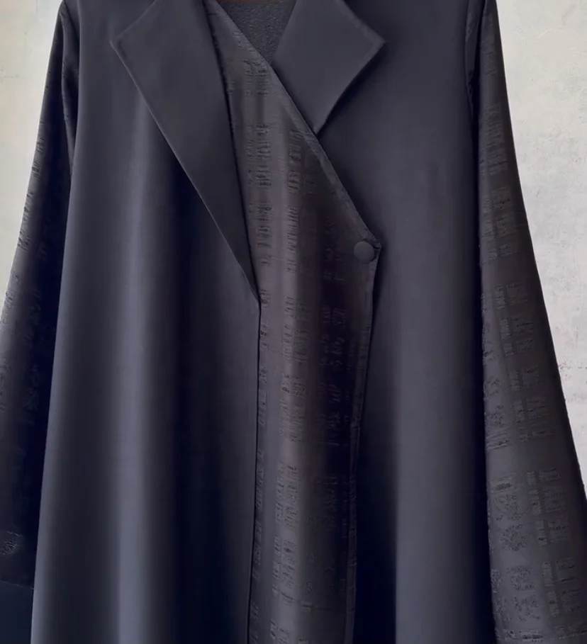 Jacquard Manufacturer Customized Pattern Luxurious Dark Black Abaya Fabric Women Muslim Dress 2024 Dubai Elegant