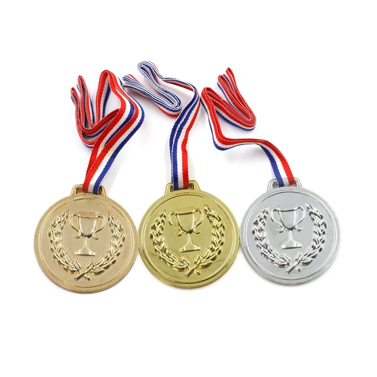High Quality Double Side Embossed Silver Gold Silver Bronze Medals Ice Hockey Dance Metal Sports Medal And Trophies With Ribbon