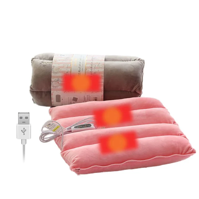 Car set seat massage cushions usb electric heated four in one pillow seat cushions and air lying pillow home office and car mat