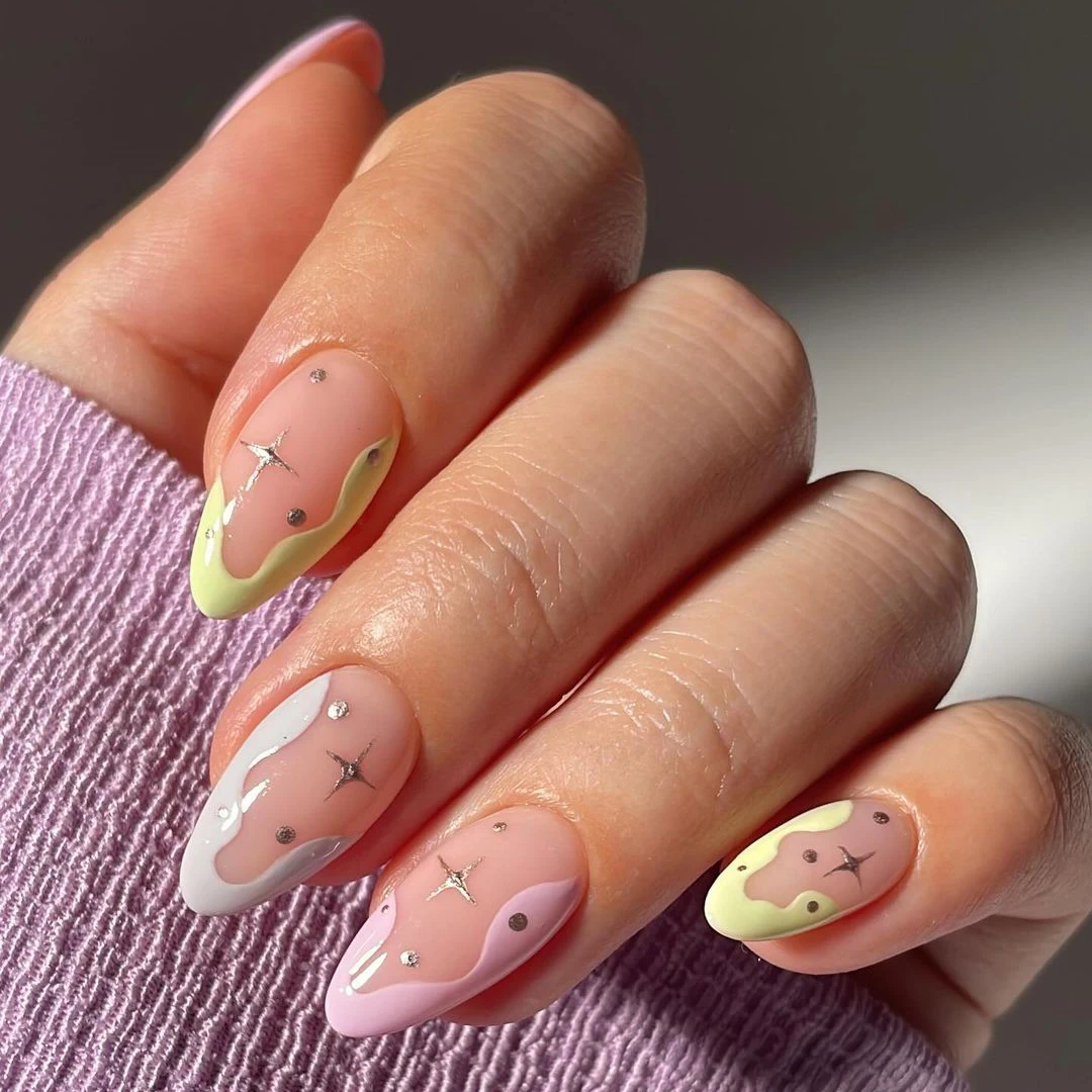 Custom Art Design Fake Nails Wholesale False Handmade Nails Stick On Short Almond French Tip Soft Gel Press On Nails