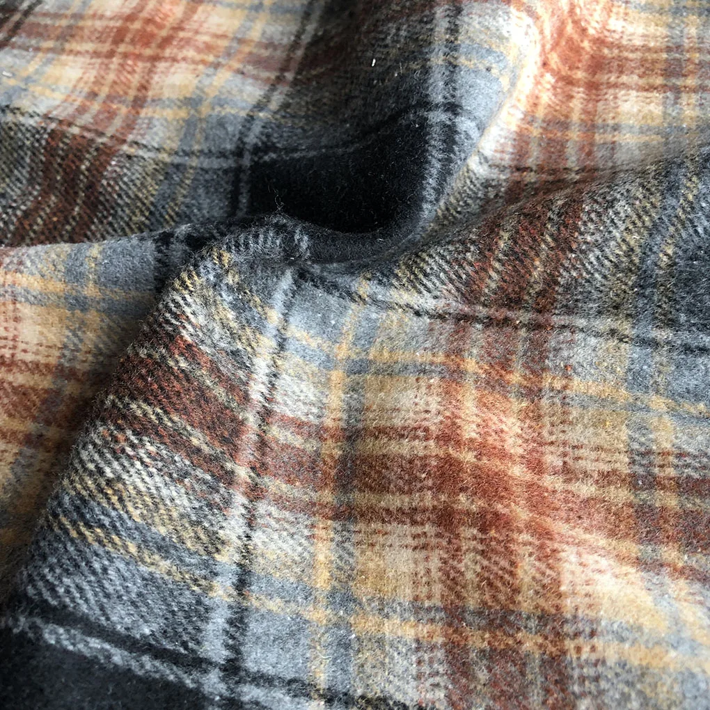  Basic plaid yarn dyed check brushed tweed woolen fabric for