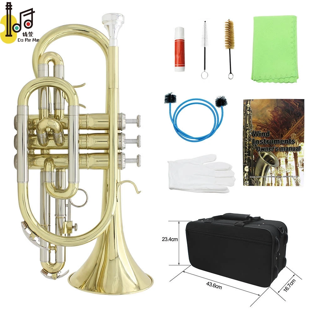 Trumpet B flat brass cornet band orchestra for school beginner teacher favor Trumpet with case mouthpiece valve oil used set
