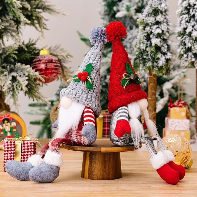 2025 Christmas Ornament Gifts Gnomo De Navidad Couple Faceless Doll Striped Hat Rudolph Dwarf Hold Xmas Tree Gnome Plush Toy