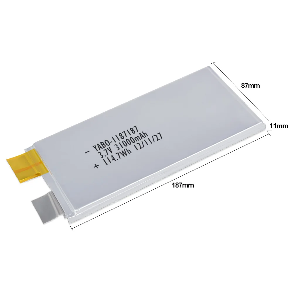 Wholesale Guangdong High Capacity Rechargeable 31000Mah  3.7V 1187187 Li-ion Lithium  Polymer 3C Solid-State Lipo Batteries