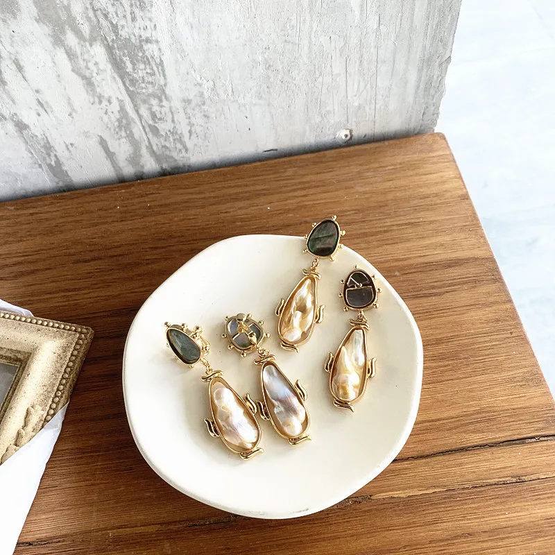 Natural Abnormity Baroque Pearl Earring With Pure Silver Needle