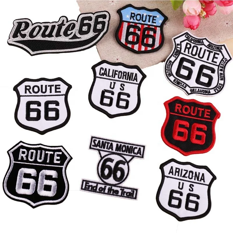 Embroidery cloth stickers computer embroidery badges exquisite DIY route 66 clothes decoration patch stickers