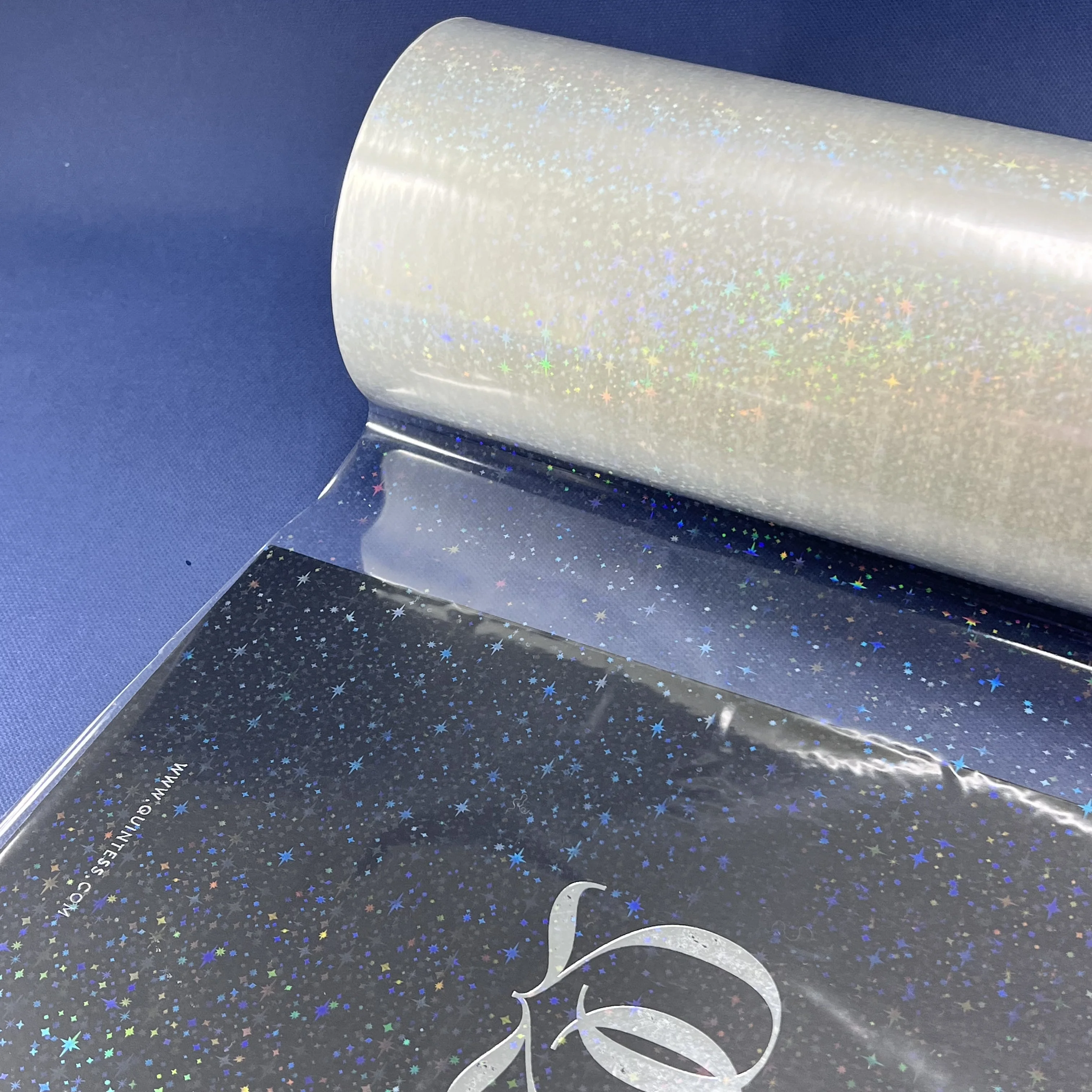 Ready To Ship Anti Scratch Holographic Sparkle Bopp Thermal Lamination Film Sheet With EVA