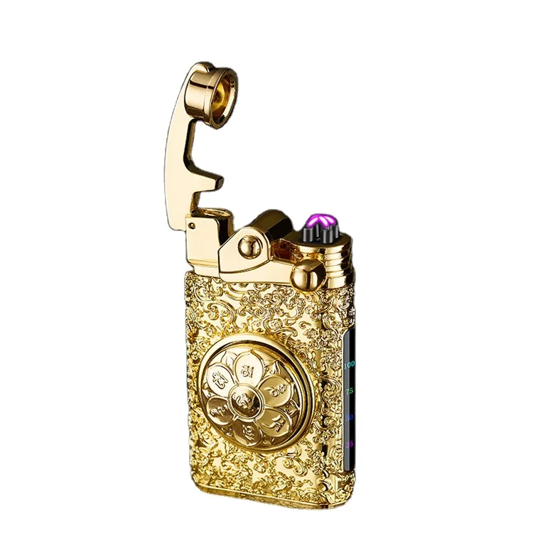 Creative dual arc lighter USB charging personalized rocker ignition metal cigarette lighter