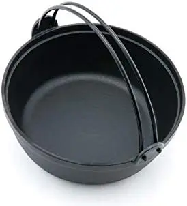 Low MOQ Wholesale Cast Iron Hot Pot Japanese Sukiyaki Stew Pot with Wooden Handle