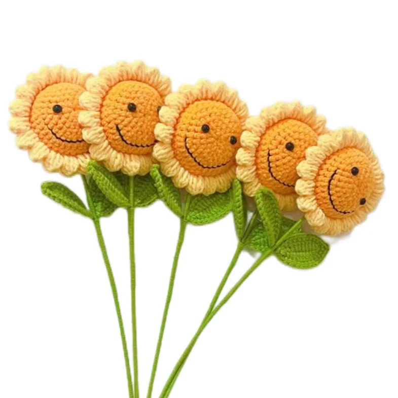 High Grade Decoration Crochet Flowers bouquet accessories Handmade Knitting Flowers