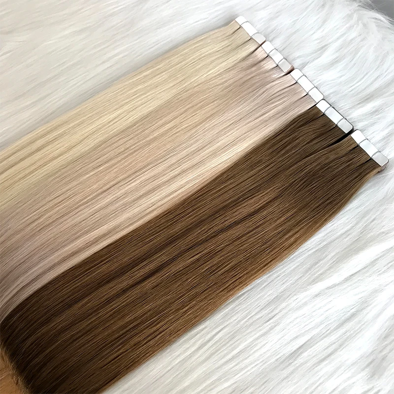 Wholesale Double Drawn Russian Human Hair Adhesive Tape In Hair Extension Virgin Hair Tape In