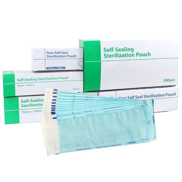 Factory OEM Self Sealing Paper to Paper/Film Bag Pouch Disposable Medical Dialysis Paper+PE Paper/Film Pouch  for Medical Device