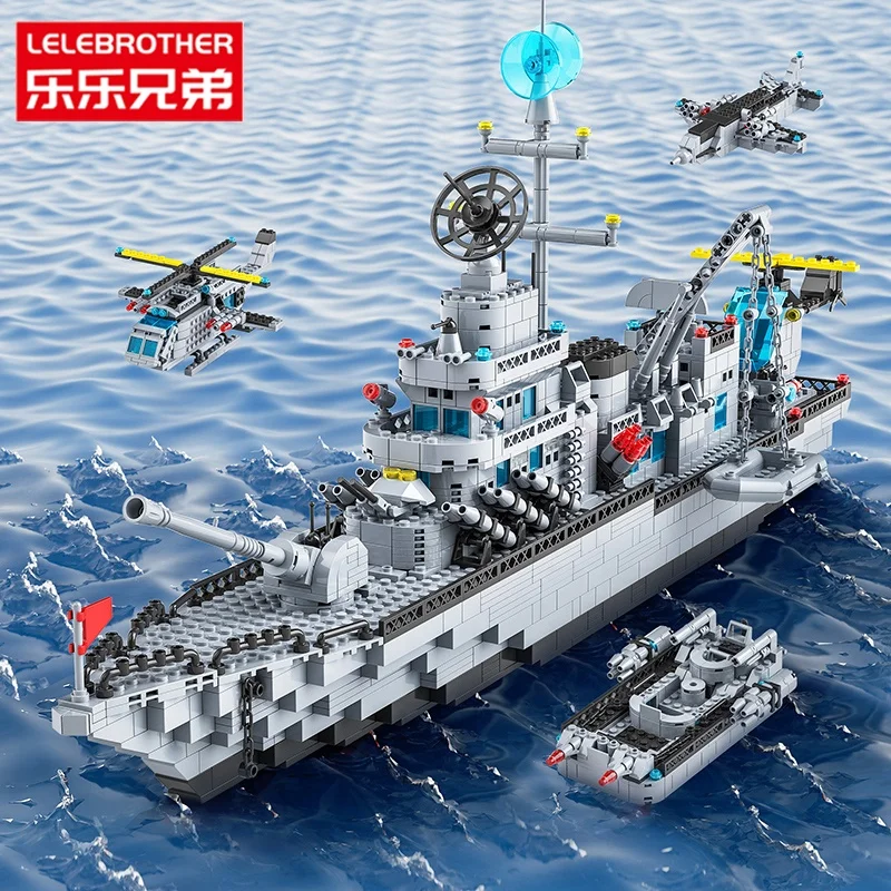 Lele Brother Aircraft Carrier Model Building Blocks Military Warship Bricks Boy Gift Educational  Puzzle Toy