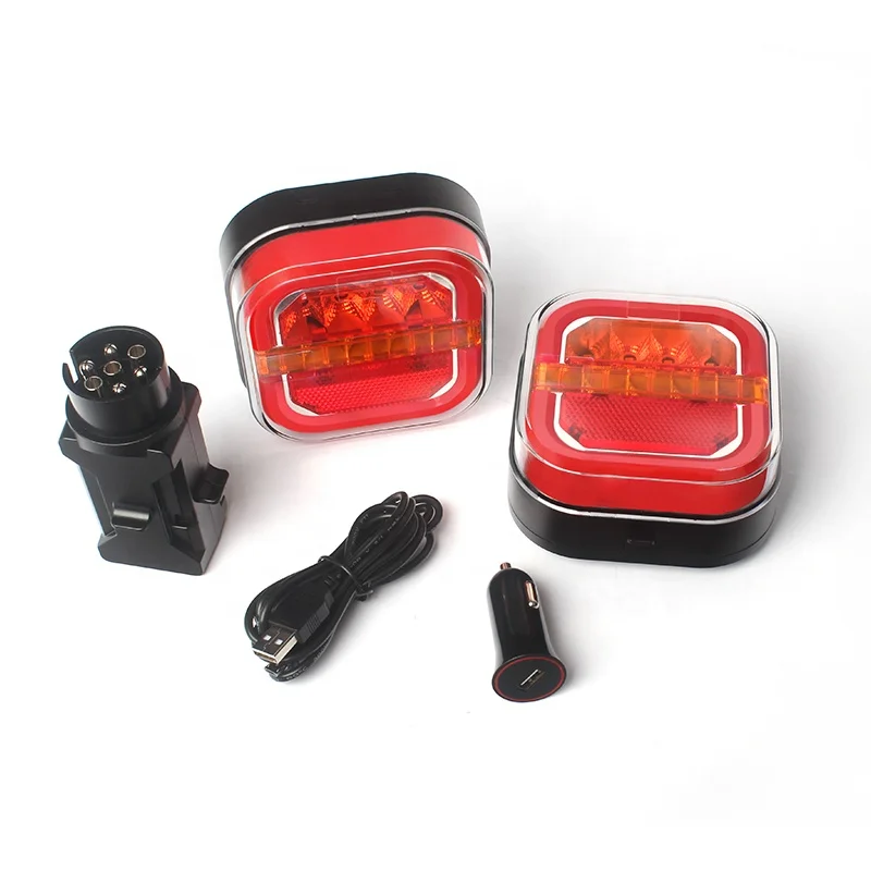Universal 12V 24V Truck Wireless Magnetic Trailer Led Tail Lights Kits