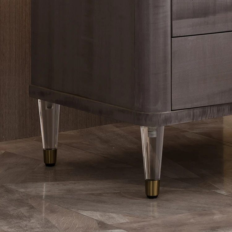 Welliton OEM Luxury Style Bedroom Furniture Solid Wood Modern Bedside Table With Drawers