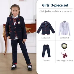 England Style Suits Spring and Autumn Royal Mature Kids Formal Wear Suits Office Design Children Blazer Sets Girls