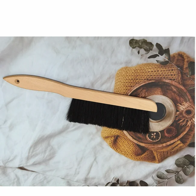 Customized Natural Beech Wood One Row Black Horse Hair Dusting Brush Drafting Brush